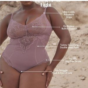 NWT Pinsy Smothing Lace Shapewear bodysuit light slimming lilac purple 1X fitted